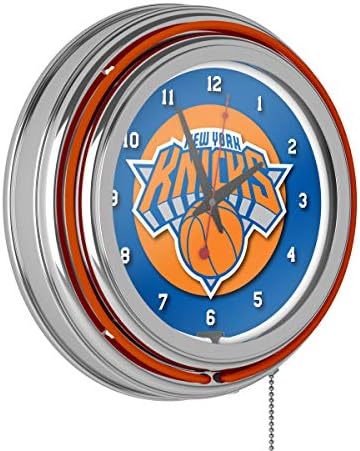 New York Knicks NBA Chrome Double Ring Neon Clock