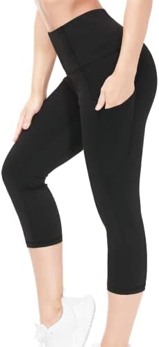 Iderwode High Caist Yoga Capris com bolsos Tummy Control Workout Exunendo leggings de ioga para mulheres