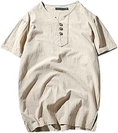 2023 Novo linho de algodão masculino de manga curta casual folha camiseta solta linho de verão de manga curta camiseta casual