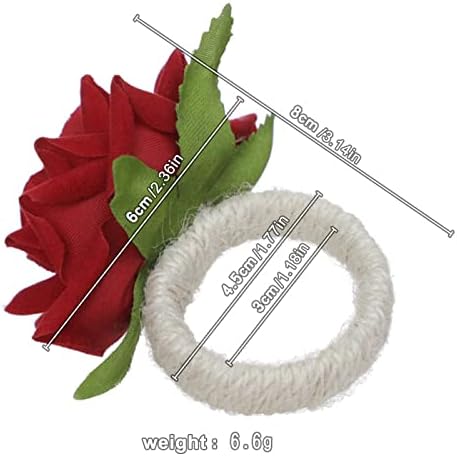 Resoye Artificial Red Rose Flower Napkin Rings Conjunto de 12, fivelas de seda Faux Fake Floral Ring Port para casamentos