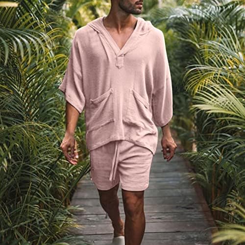Camisa de linho grande masculino de primavera verão casual casual havai praia linho de algodão meio manga