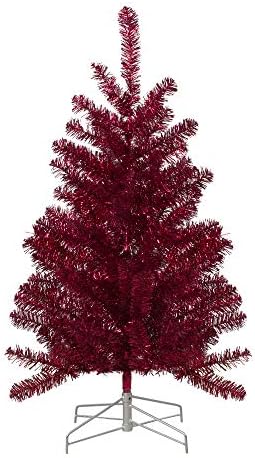 3 'Metallic Crimson Tinsel Artificial Christmas Tree - Unbrit