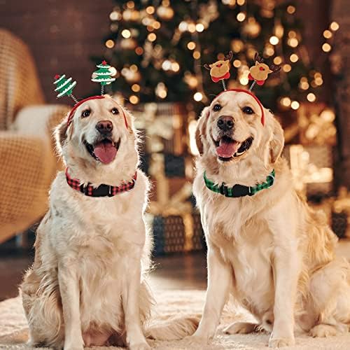 Natal pequeno e médio cão ou gato de gato 2 pacote, colar de cachorro ajustável durável macio para meninos e meninas, vermelho verde