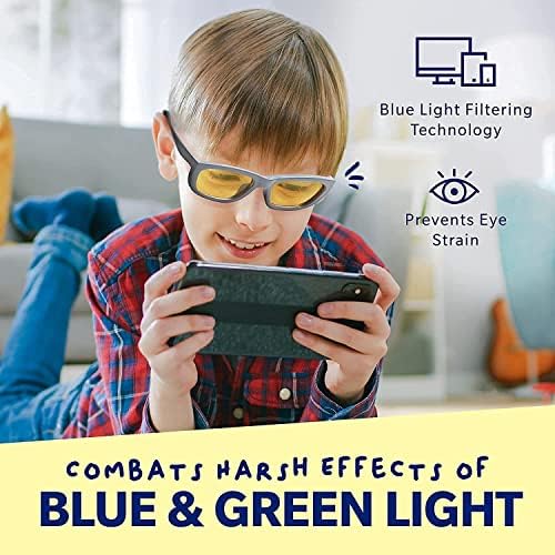 SafetyBlue Jr. Best Daytime Kids Gups & Gaming Acessórios - bloqueadores dobráveis, sem receita médica e azul para proteção de filtro