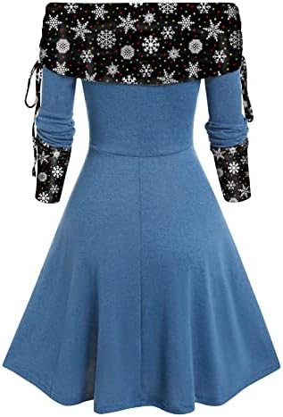 Vestido de ombro da XIPCOKM Vestido étnico de manga curta A-line Flowy Swing Mini vestidos Drawstring Holiday Comfy Dress