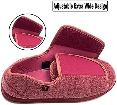JBTNBX Mulheres chinelas diabéticas com fechamentos mais amplos e ajustáveis ​​de sapatos de casa confortáveis ​​para artrite edema ortopédico fascite os pés inchados