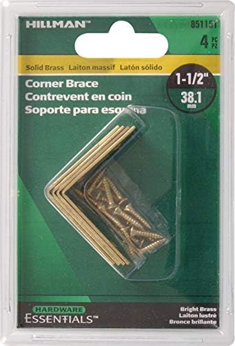 Hardware Essentials 851151 Brass Corner Braces 4 Pack, 1-1/2