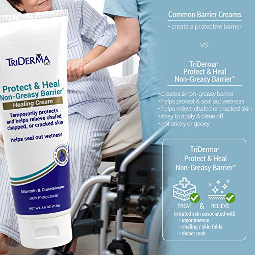 Triderma Protect & Heal Creasy Barreira Creation e protetora de pele para pele frágil com alantoína e dimeticona, 4 onças
