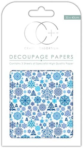 Craft Consortium Snowflake Damask Decoupage Papers, 13,75 x 15,75