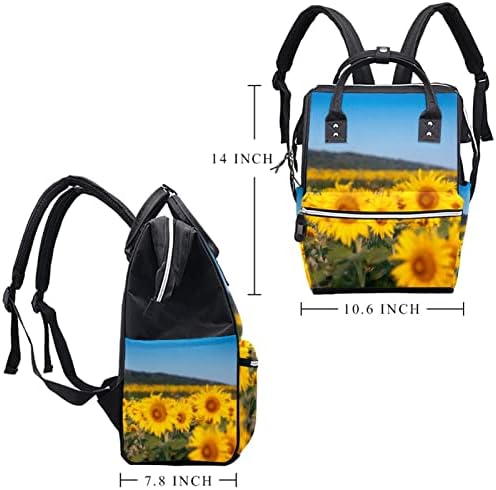 Mochila de viagem Guerotkr, bolsa de fraldas, bolsas de fraldas de mochila, padrão de paisagem de flores de girassol