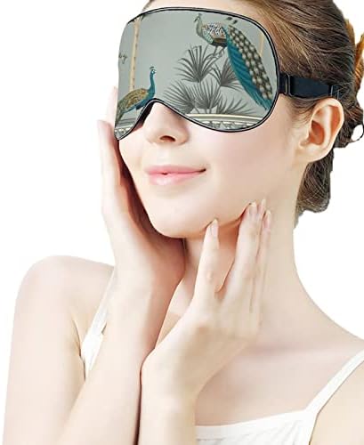 Máscara para dormir Lynarei Palmeiras de pavão vintage máscara de olho floral para olhos vendados com cinta ajustável