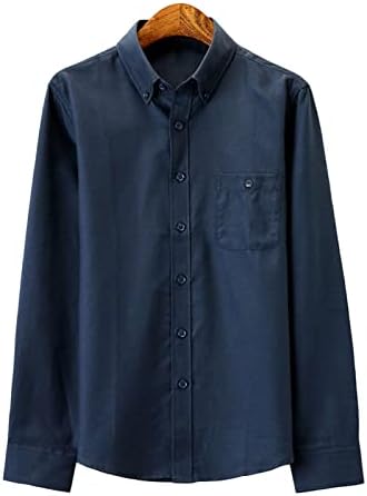 Bolsos de camisa casual de mangas compridas de mangas compridas masculinas Button-Down Classic Fit Camiseta Solid Square Collar