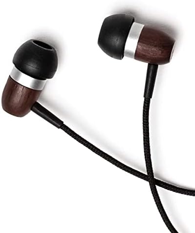 Fones de ouvido com isolamento de ruído com madeira genuína de madeira genuína sinfonizada com cabos de microfone e nylon