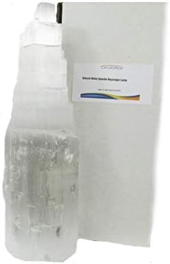Lâmpada de arranha -céus de selenita branca natural de 12 polegadas de altura, cristal natural de cura, cordão e