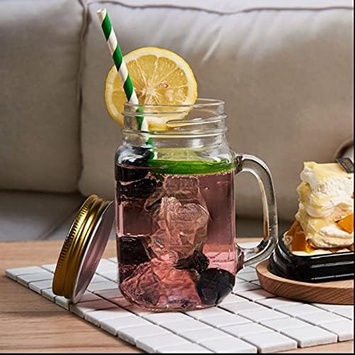 Dodouna Lemon suco drink copo de vidro copo de água com tampa de copo de copo de copo de xícara de xícara de grande capacidade 450 ml