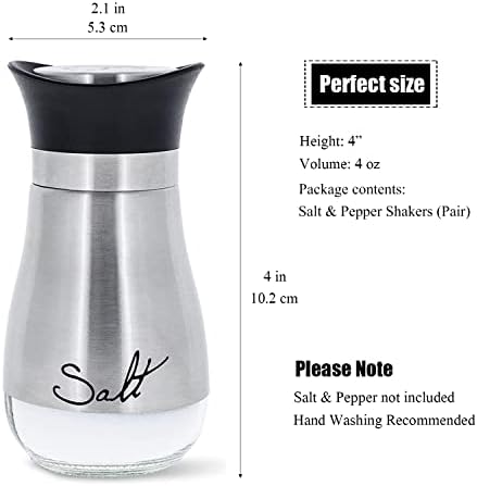 Shakers de sal e pimenta em aço inoxidável com garrafa de vidro, acessórios de cozinha para dispensador de especiarias para mesa,