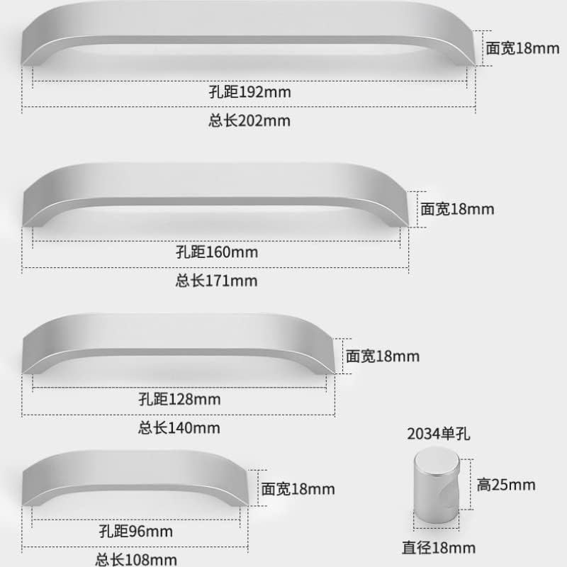 Alça de armário de cozinha preto/fosco/prata para botões de mobiliário e puxa alça de liga de alumínio da gaveta -