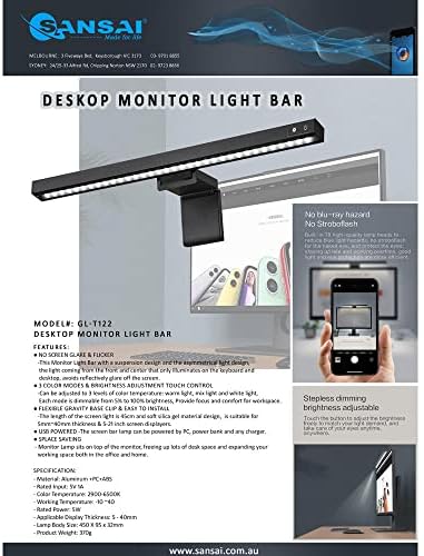 Outra barra de luz de monitor da área de mesa GL-T122
