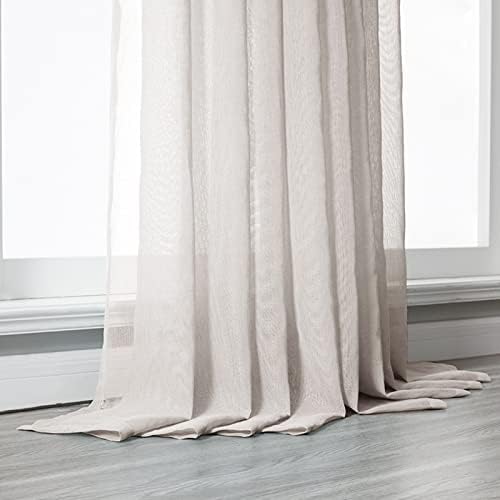 Cortinas de Voile Sheer de Daesar 2 painéis, cortinas de quarto poliéster cálico chaque Khaki Solid Color Living Room Window Tratamentos 52 W x 54 L