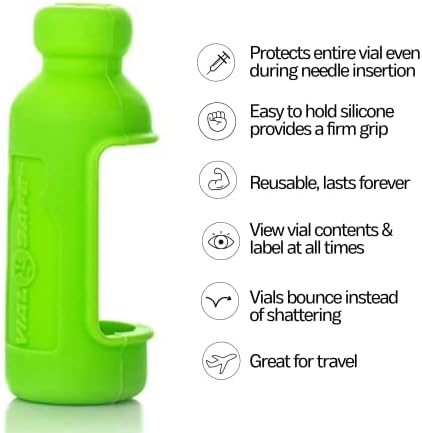 Frasco seguro de protetor de garrafas de insulina seguro para diabetes, nunca corre o risco de quebrar seu frasco de insulina, reutilizável, durável e flexível manga protetora de silicone, 2-pacote, verde claro