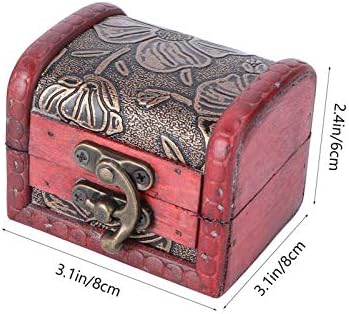 Caixa de joias vintage doiTool 2pcs Caixa de jóias de madeira pequena de madeira vintage pequena caixa de madeira esculpida caixa