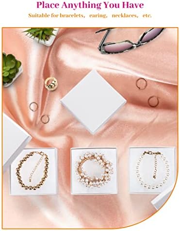 Caixas de presente de jóias de papelão Mesha para remessa, pequenas caixas de presente para colar anel de bracelete de algodão Caixa de judeu com tampas, brancas de 3,5x3,5x1 polegadas, 20 peças