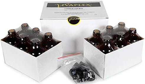 Vivaplex, 12, âmbar, garrafas de vidro de 8 oz, com tampas.