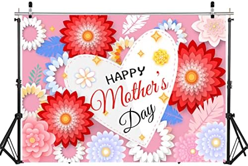 Feliz dia das mães, pano de fundo de 8x6ft, rosa flor amor coração Antecedentes do dia das mães Tabela de bolo de decoração da festa