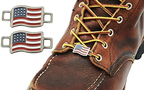 2 Sapatos de bandeira dos EUA Guardião de renda de bota Defina os americanos Shoes American Shoelace Charms for Shoes Sneakers