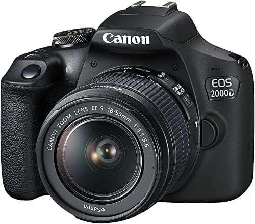 Câmera EOS 2000D DSLR com kit de lente de 18-55mm f/3.5-5.6 3 Lente com + 64 GB de cartão de memória, bateria extra, kit