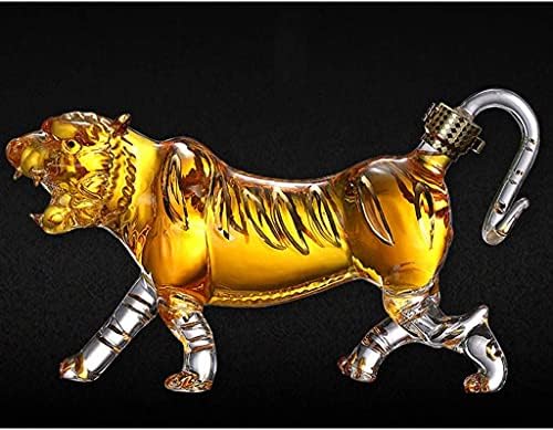 Decanter de uísque em forma de tigre, garrafa de vidro brilhante de 500/1000 ml, garrafa de brilho transparente em forma de animal,