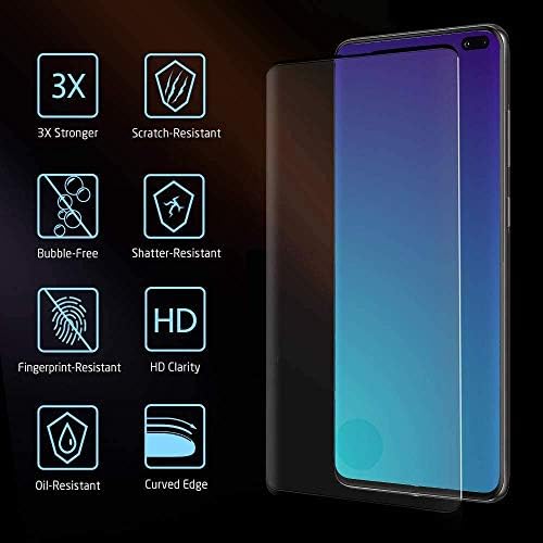[2 + 2 pacote] Galaxy S10 Plus Screen Protector Inclui 2 protetor de tela de vidro temperado de embalagem + 2 protetor de lente de câmeras de vidro temperado de embalagem, dureza 9H, 3D curvo, anti-arranhão para Samsung Galaxy S10 Plus