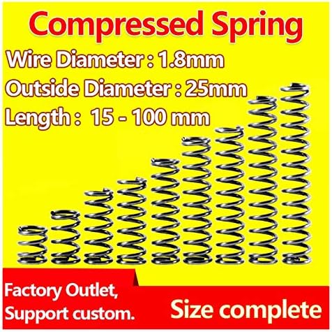 AHEGAS SPRINGS COMPRIMENTO Spring Pressão Retorno Release da mola Diâmetro da mola de 1,8 mm, diâmetro externo 25mm)