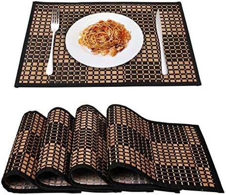 Placemats de bambu para mesa de jantar, conjunto de manchas de 4, tapetes de local resistentes a manchas e resistentes ao calor,