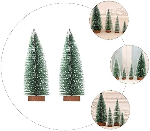 Toyvian Home Decor 2pcs Árvore de Natal em miniatura Pequena árvore de pinheiros com bases de madeira Miniature Pines Trees Sisal