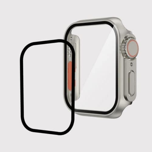2023 Novo estojo de atualização construído em protetor de tela de vidro temperado Slim HD para Apple Watch 8 Ultra 45mm, caixa geral de proteção PC compatível com Apple Watch Series 8 45mm /série 7 45mm