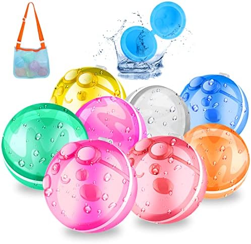 Balões de água reutilizáveis ​​de 12 pcs, balão de água recarregável para crianças e adultos, bolas de água magnéticas de vedação, bombas