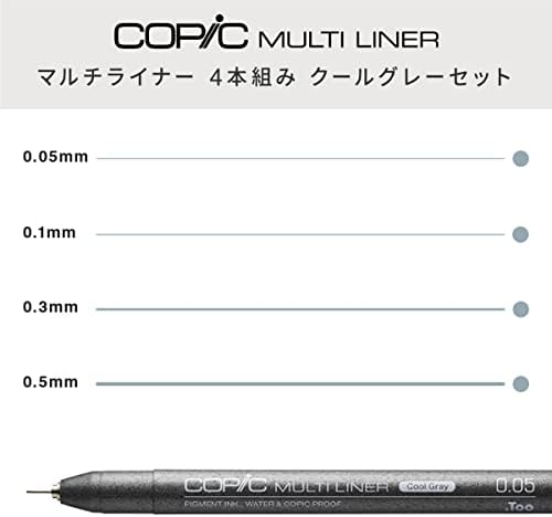 Marcadores Copic Multiliner cinza baseado em pigmento, conjunto de 4 peças