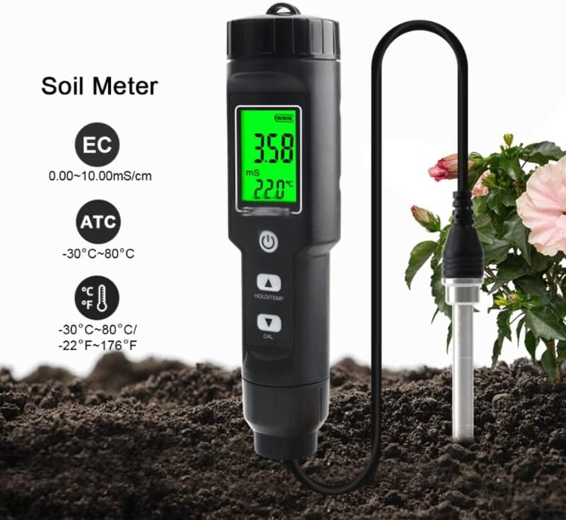 Sawqf portátil CE digital/temperatura Testador de solo medidor de medidores fazenda de retroilumação de retroilumação Exibir eletrodo