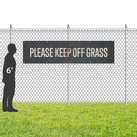 CGSignLab | Por favor, mantenha -se fora de grama -GHOST envelhecida Banner de vinil de malha ao ar livre resistente