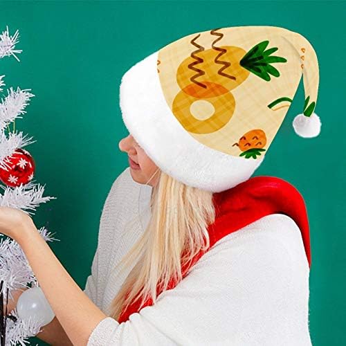 Chapéu de Papai Noel de Natal, Chapéu de Férias de Xmas de abacaxi geométrico para adultos, Chapéus de Natal de Comforto Unisex para