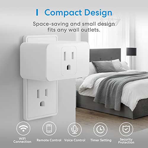 Meross Smart Plug Mini Suporte Apple HomeKit, Siri, Alexa, Echo e Nest Hub, Controle de aplicativos, Timer, 15A e Wi-Fi confiável,