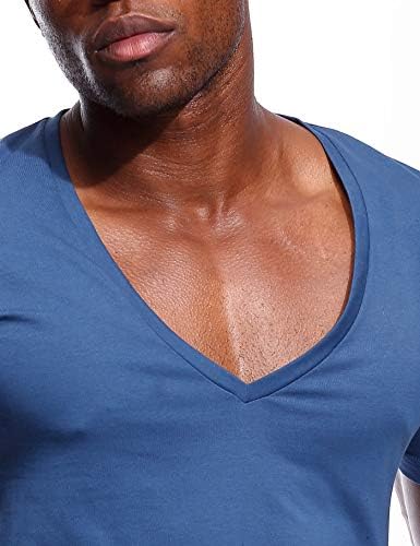 Camiseta de pescoço em v para homens de baixo corte vneck tee invisível camiseta vee top scoop hem
