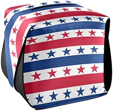American Stars Stripes Caixa de tecidos Caixa de tecido Retangular Caixa de lenço de lenço de papel com alça Distribuidor