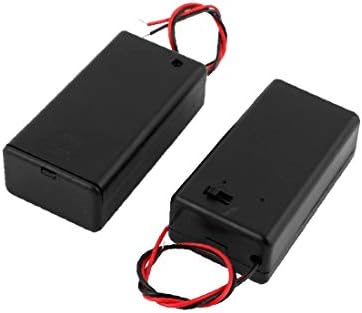 X-Dree 2pcs Liga de arame de plástico preto Caixa de caixa da bateria Caixa de caixa do recipiente para 1 x 9V célula (2 pezzi
