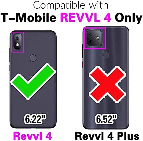 ASUWISH compatível com T-Mobile Revvl 4 Caixa de carteira e protetor de vidro temperado Casos de telefone celular do