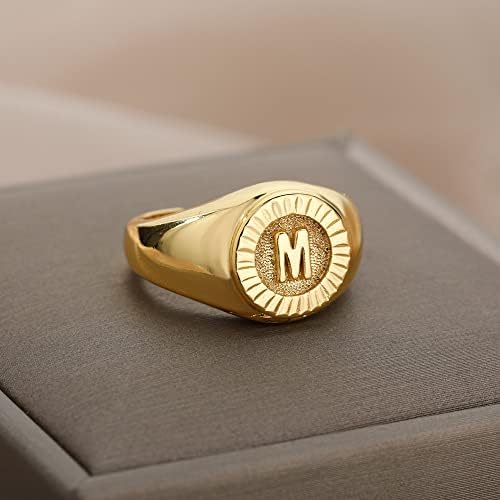 Ttndstore vintage letra inicial anéis de sinete para mulheres anel de abertura da letra de ouro de abertura jóias de casamento-87745