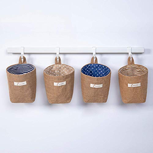 Sacos de armazenamento de salto de parede de 4 pacotes para pendurar sacos de armazenamento de linho de linho de