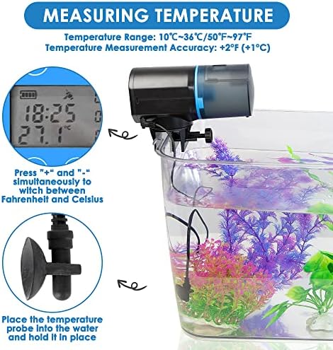 Lukovee alimentador automático de peixes, tempo de alimentação Exibir o timer recarregável USB Aquário à prova de umidade
