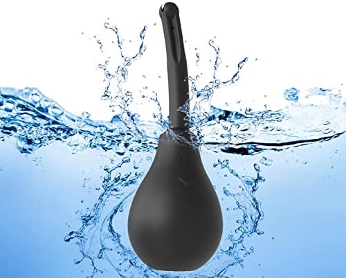 Duomm Anal Douche Enema Bulbo para homens ou mulheres - com anti -fluxo e 8 buracos de banho, Fácil de limpar e reutilizável Limpador - preto